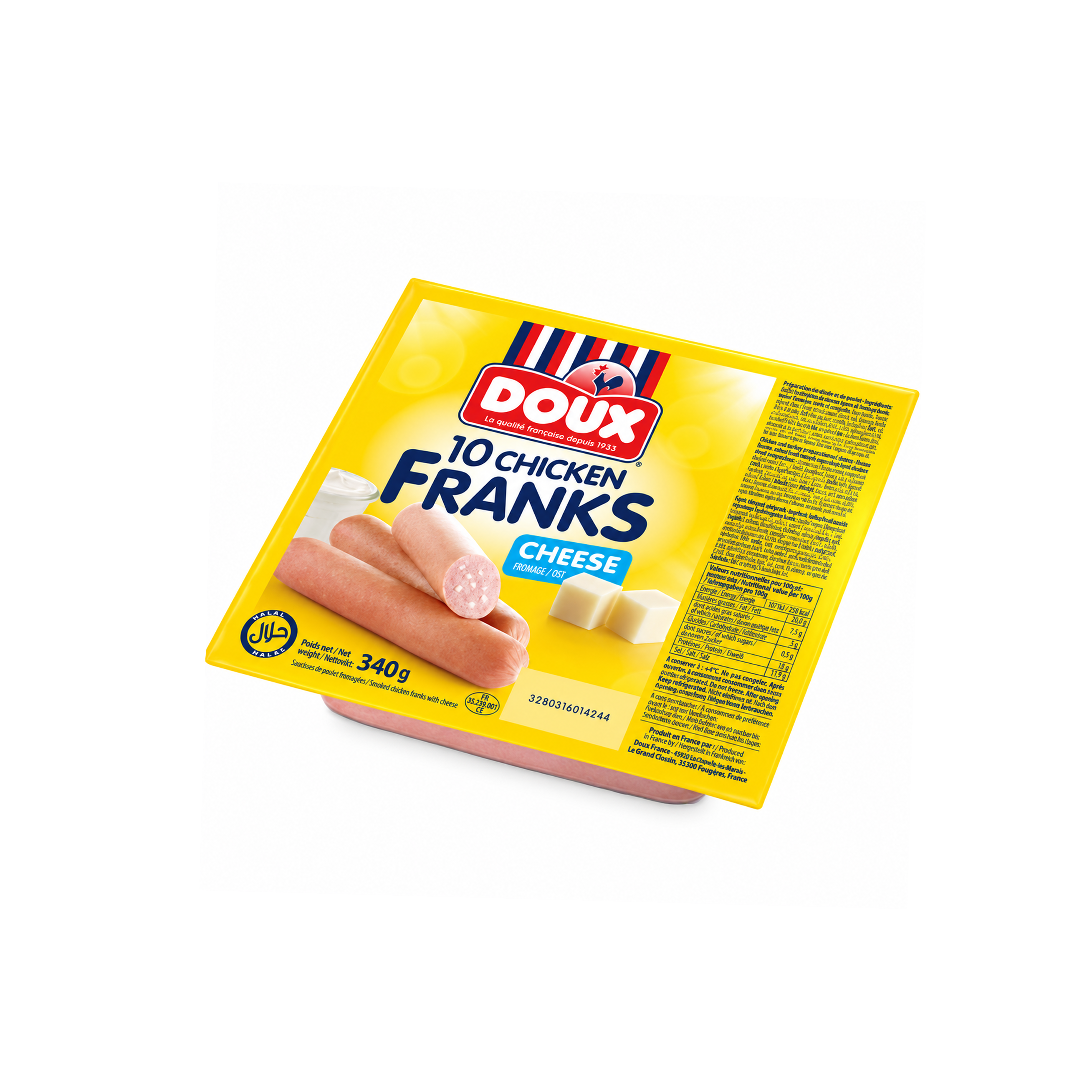 Doux Cheese Flavour Chicken Frankfurters – 340 g