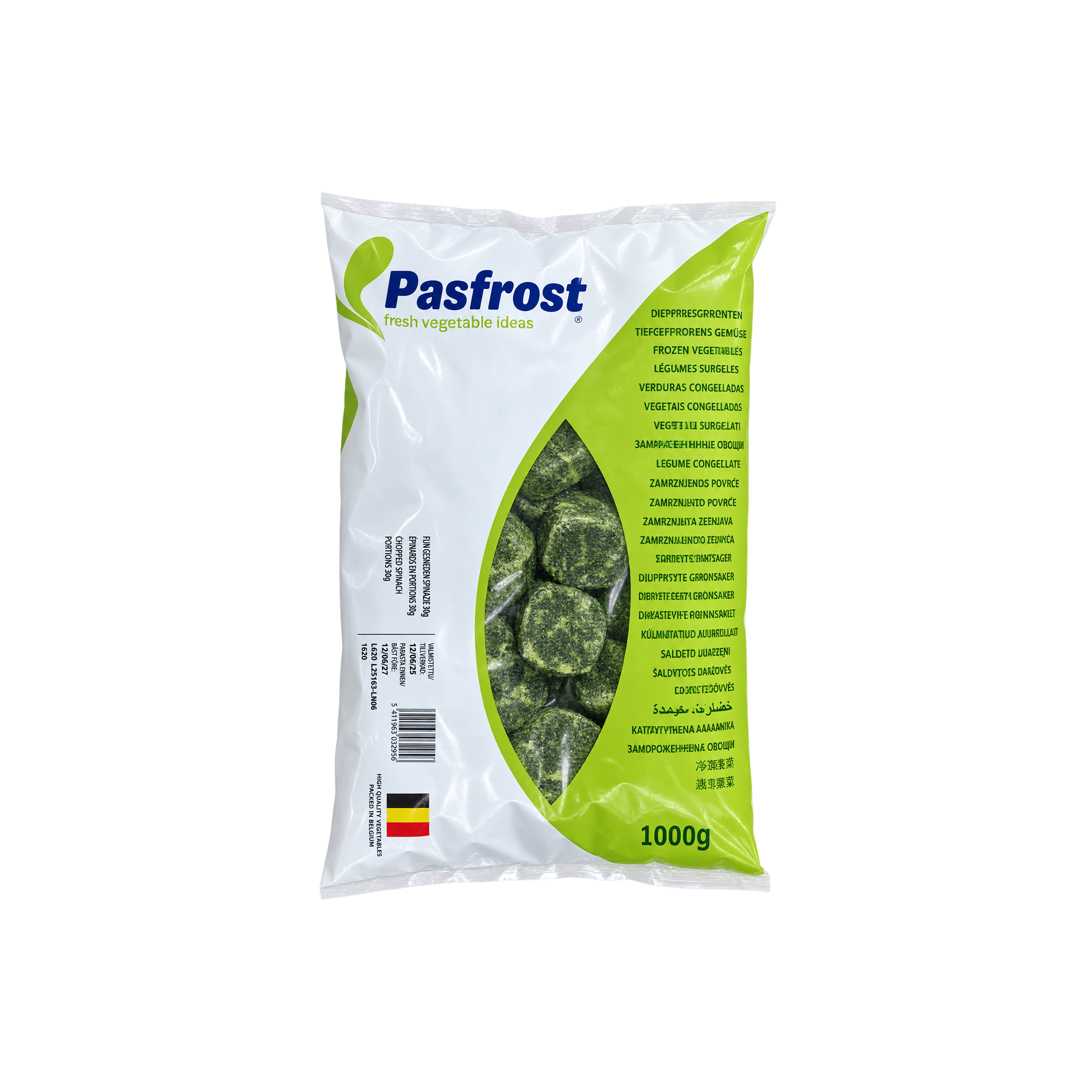 Pasfrost Chopped Spinach Portions - 1 kg